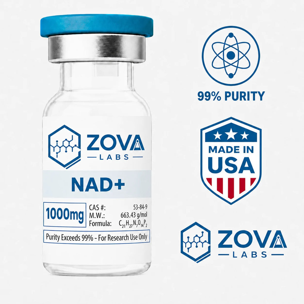 Zova Labs NAD+ 1000MG research-use vial