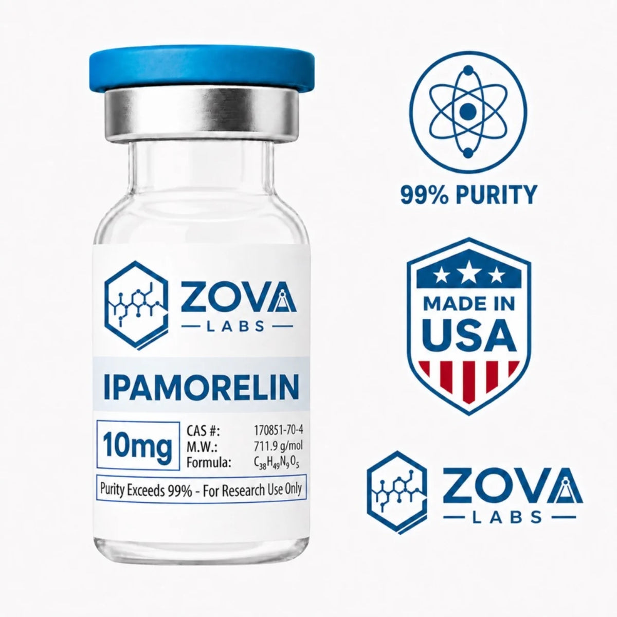 Zova Labs IPAMORELIN 10MG research-use vial