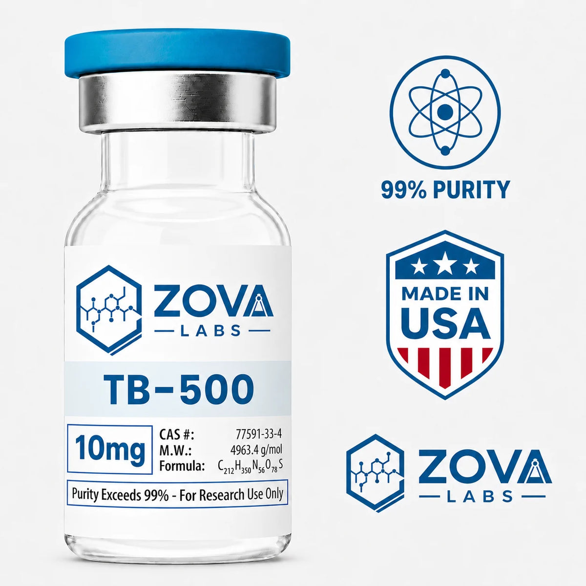Zova Labs TB-500 10MG research-use vial