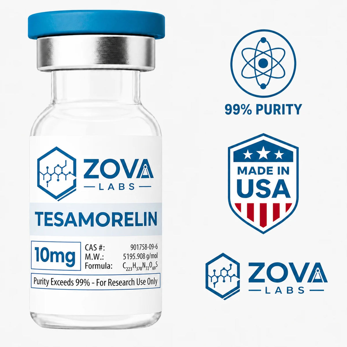 Zova Labs TESAMORELIN 10MG research-use vial