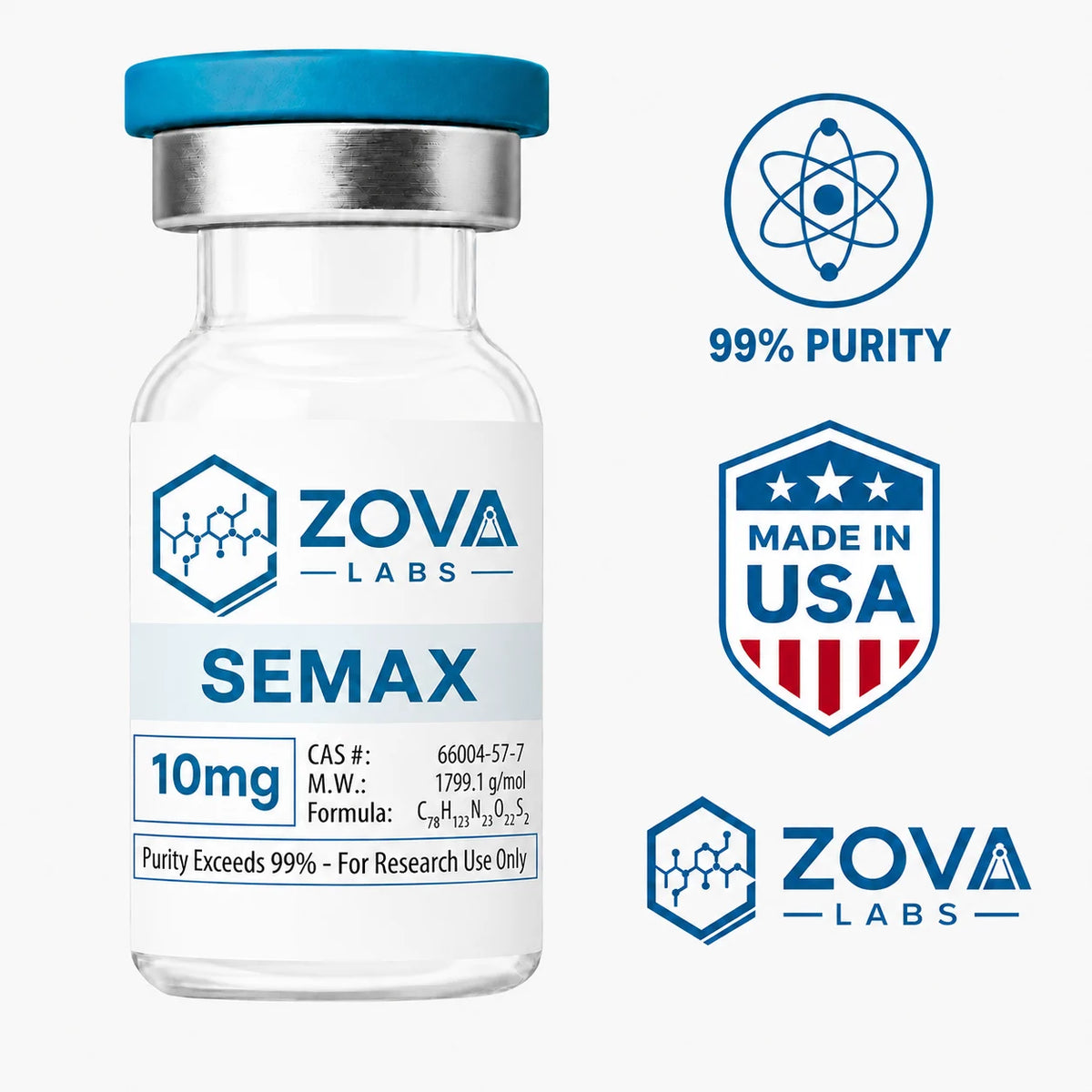 Zova Labs SEMAX 10MG research-use vial