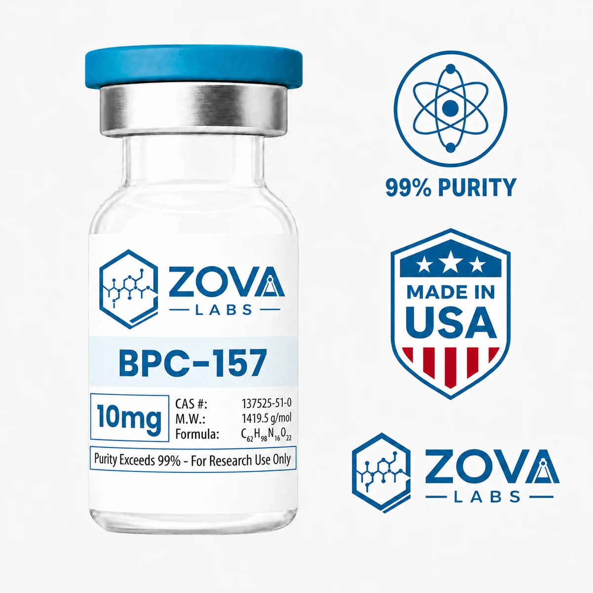 Zova Labs BPC-157 10MG research-use vial