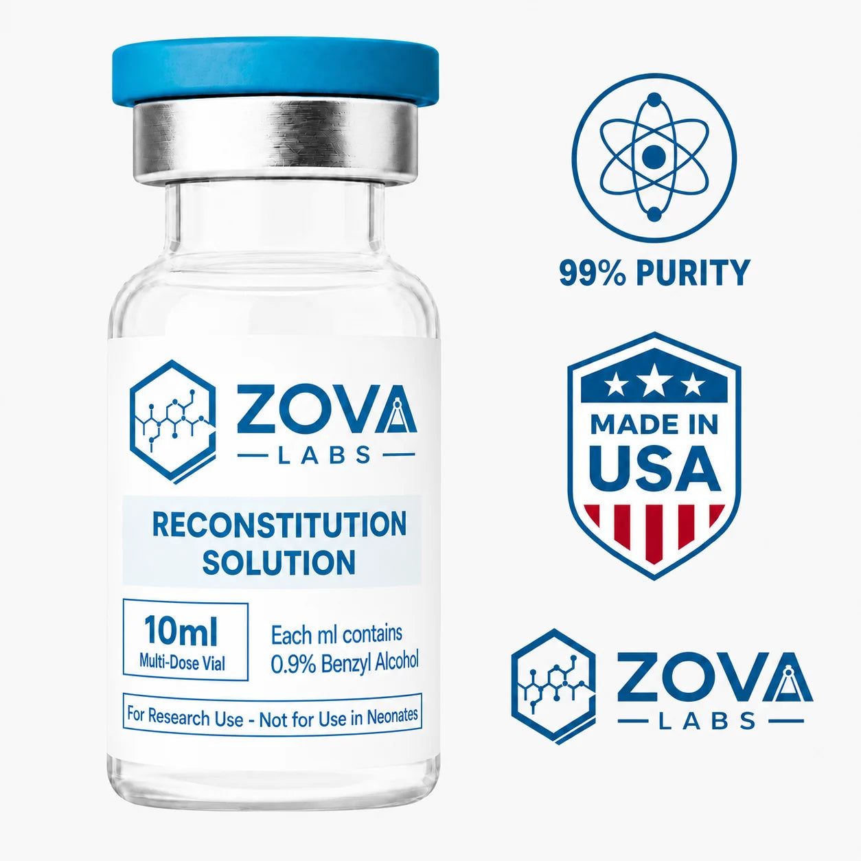 Zova Labs BAC WATER 10ML research-use vial