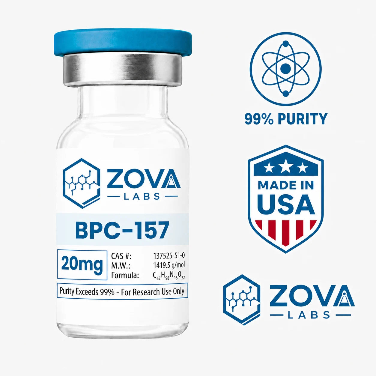 Zova Labs BPC-157 20MG research-use vial