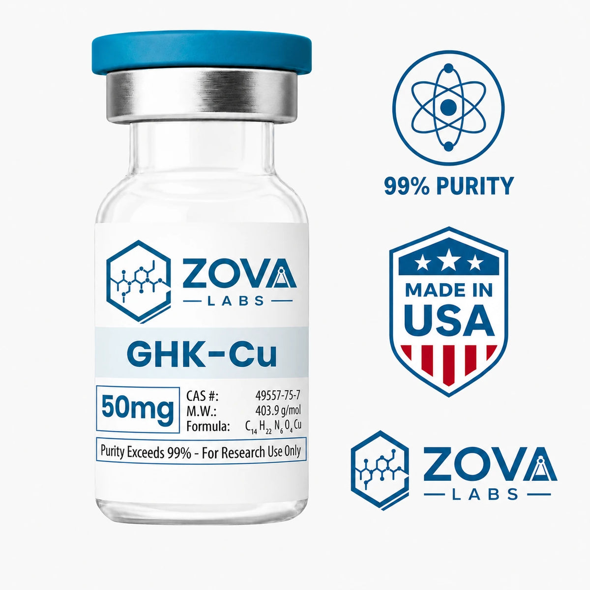 Zova Labs GHK-CU 50MG research-use vial