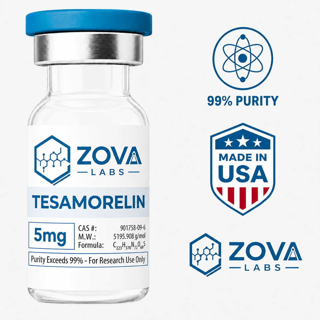 Zova Labs TESAMORELIN 5MG research-use vial