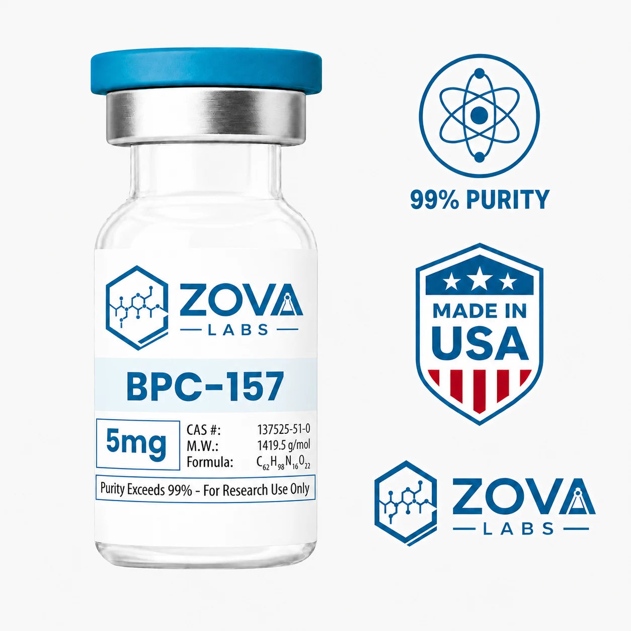 Zova Labs BPC-157 5MG research-use vial